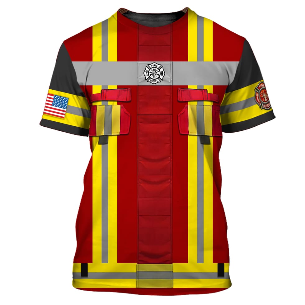 Custom Name and Department Red Firefighter 3D Shirt, Perfect Idea Gift for Firefighter Shirt TO3276