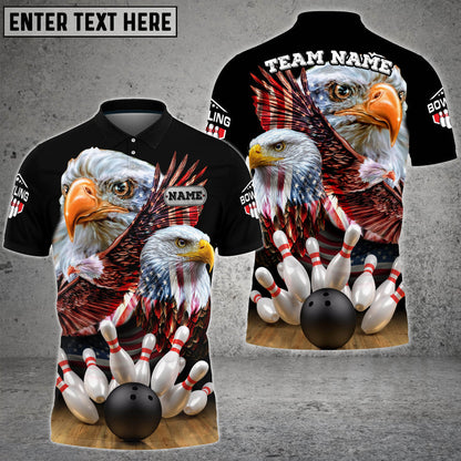 Lasfour Bowling And Pins USA Eagle Customized Name And Team Name 3D Shirt, Idea Gift for Bowling Players SO1143