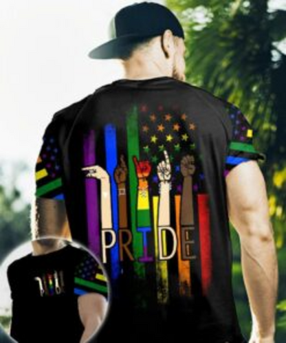 LGBT Pride Hand Language Flag 3D All Over Printed Shirt For Gay, Lesbian Pride Tee Shirt LO0717