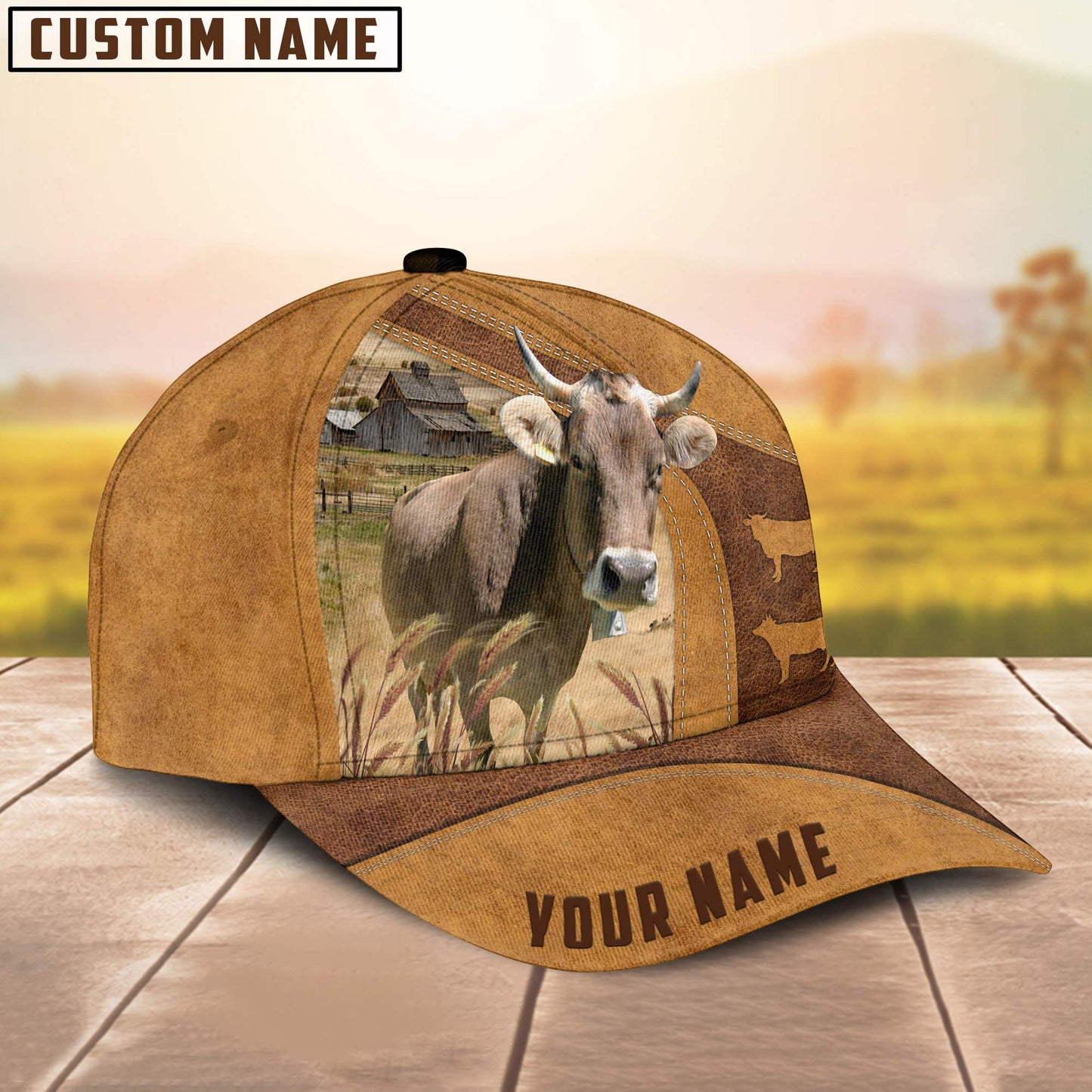 Custom Name Brown Swiss Cattle Cap , Cattle Hat, Farm Baseball Hat, Cap Hat For Farmer Farm Lover CO1026