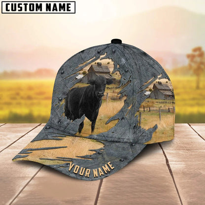 Personalized With Name Black Angus Cap Hat For Men Women, Baseball Cap Farmer, Classic Cow Hat CO1054