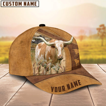 Custom Name Texas Longhorn Cattle Cap, Cattle Hat, Farm Baseball Hat, Cap Hat For Farmer Farm Lover CO1019