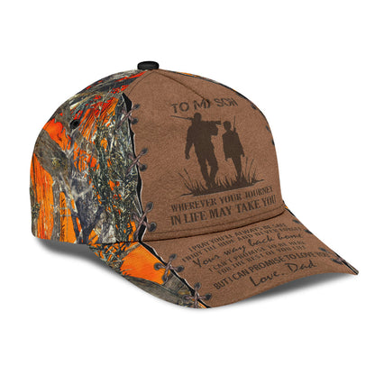 Personalized Hunting Dad To My Son Baseball Cap Orange Camo Pattern Classic Hunting Dad Cap CO0631