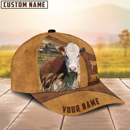 Custom Name Hereford Cattle Cap, Cattle Hat, Farm Baseball Hat, Cap Hat For Farmer Farm Lover CO1017