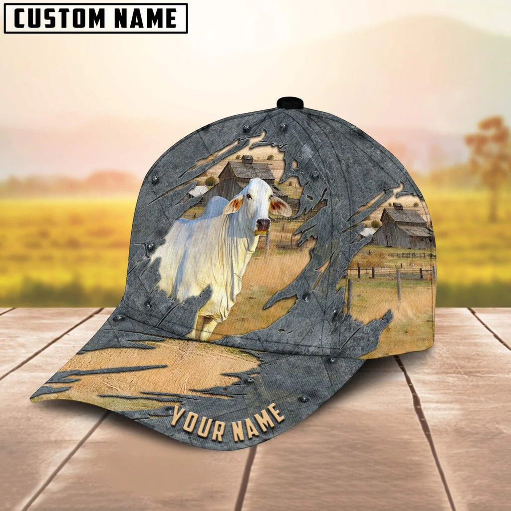 Custom 3D Full Print White Brahman Cap Hat, Baseball Brahman Cap, Farm Baseball Hat CO1059