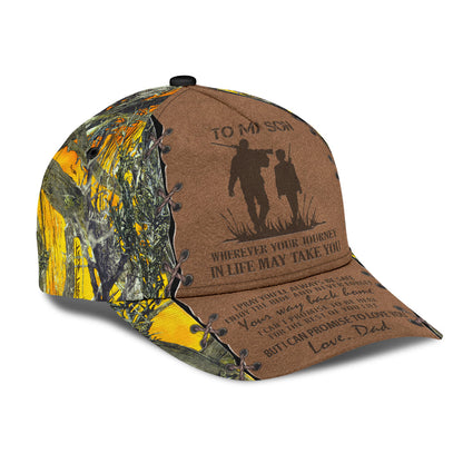 Personalized Hunting Dad To My Son Baseball Cap Hat Yellow Camo Pattern Classic Hunting Dad Cap Hat CO0632