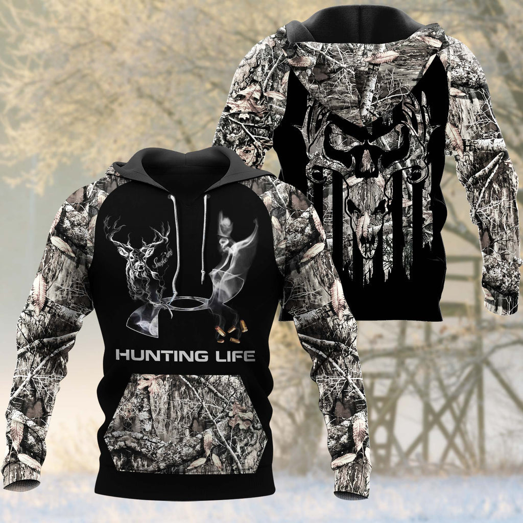 Deer With Smoke Camouflage Hunting Life 3D Hoodie Shirt, Idea Gift for Hunter Deer SO0422