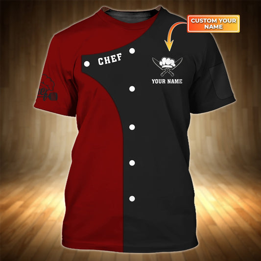 3D All Over Print Chef Personalized Name 3D Tshirt Gift For Cooks Restaurant, Custom Name For Master Chef Shirt TO2896