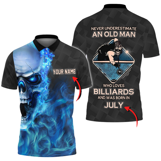 Lasfour Blue Skull Billiards Old Man Plays Born In Personalized Unisex Shirt BIA0768