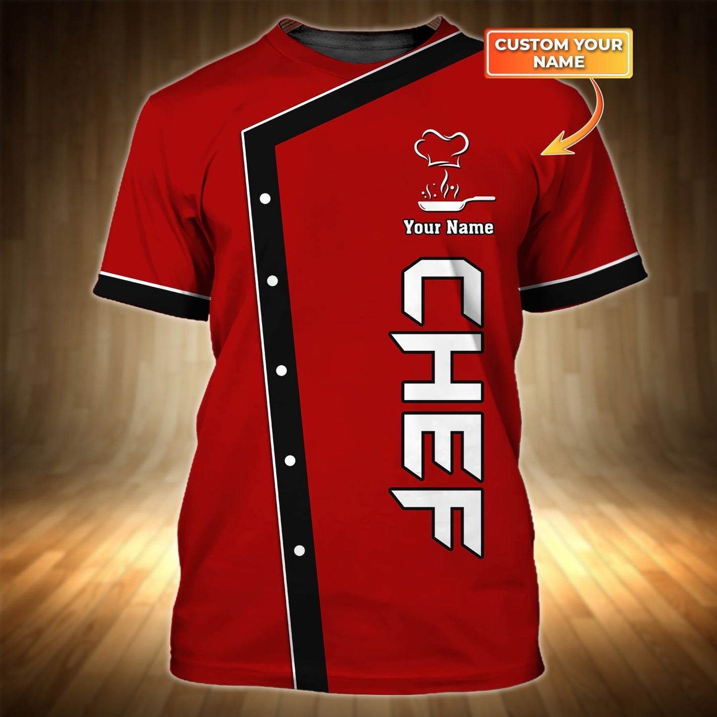 3D All Over Print Red Chef Shirt Chef Personalized Name 3D Tshirt Gift For Chef Restaurant TO2893