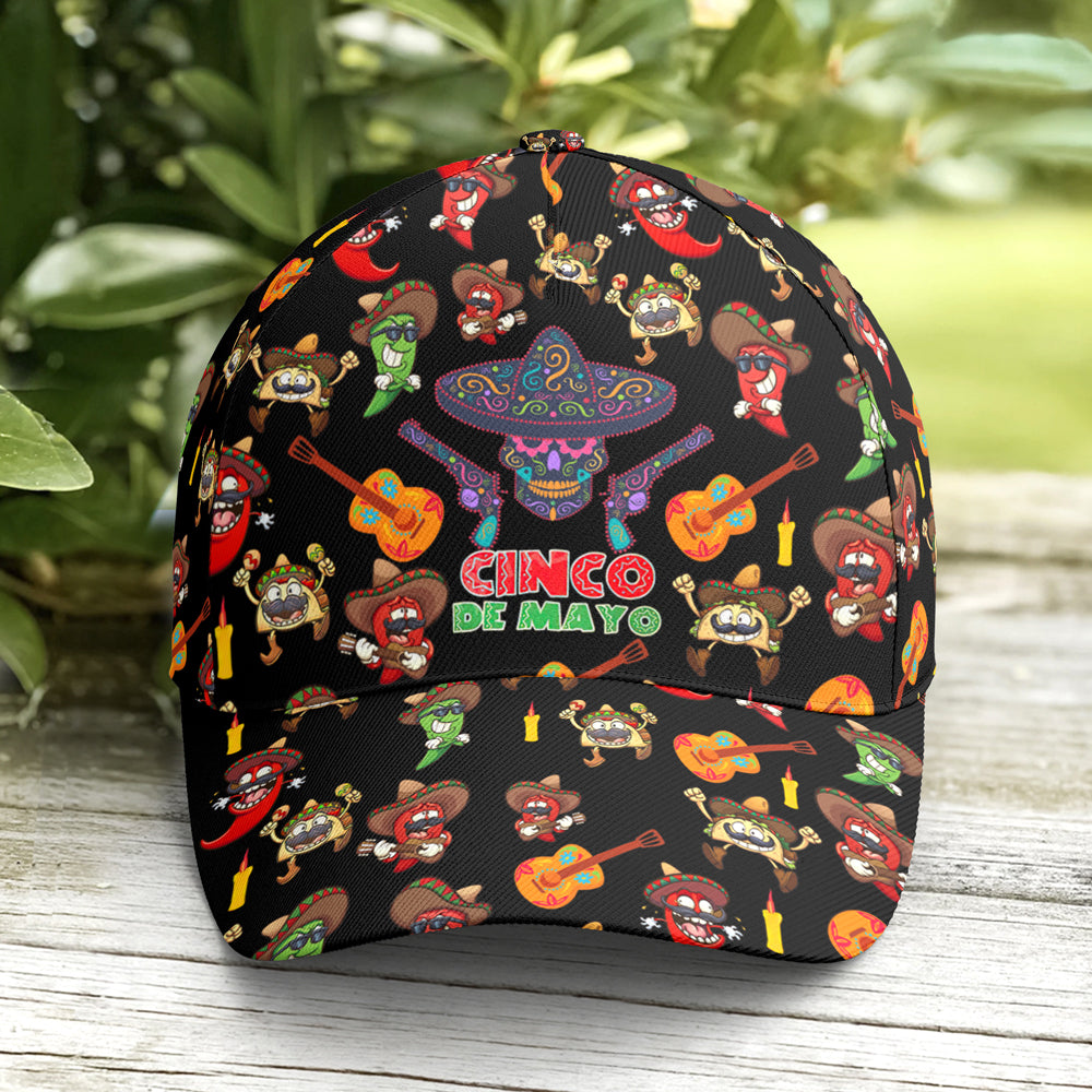 Cinco De Mayo Sugar Skull Chilies Tacos Baseball Cap Lasfour CO0165