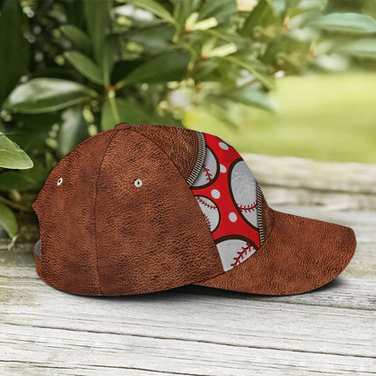 Baseball Mom Red Leather Style Baseball Cap Lasfour CO0936