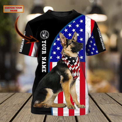 Personalized Name 3D T Shirt German Shepherd, Cute Dog on Shirt For Him Her TO1106