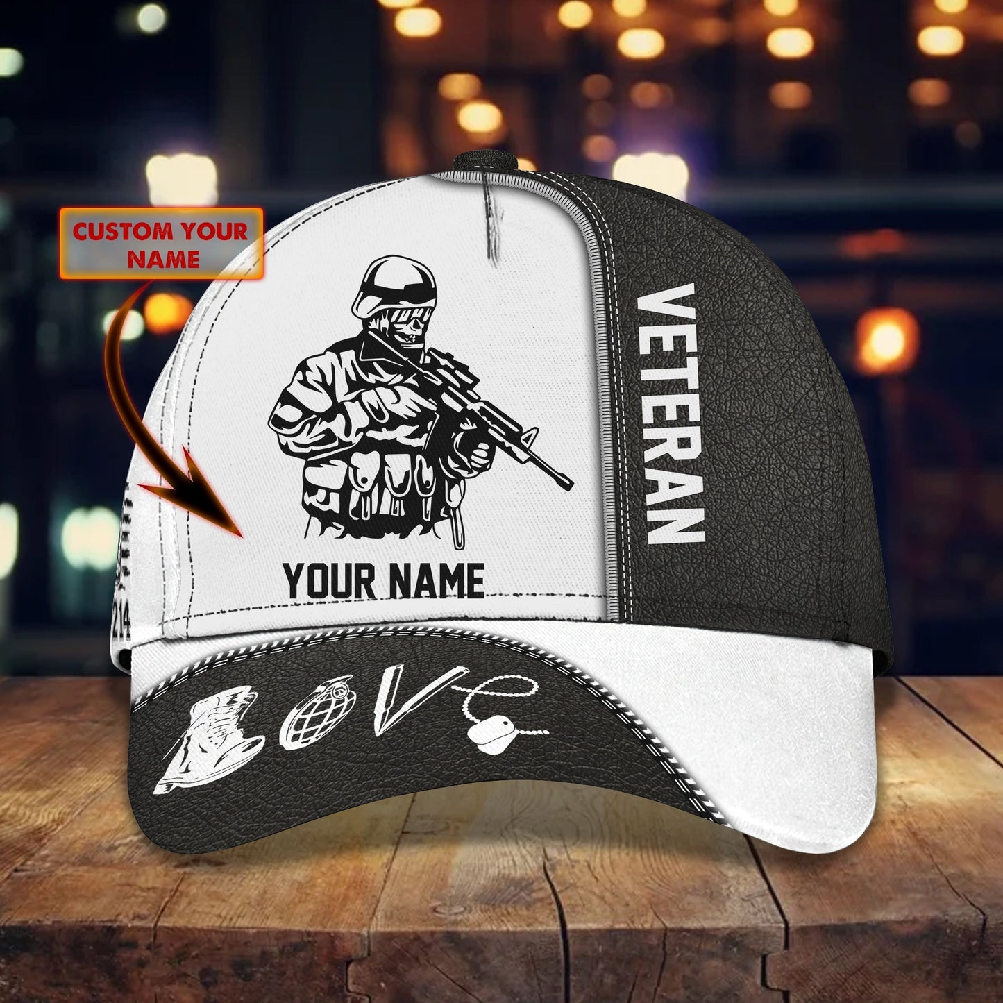 3D Classic Cap Veteran Personalized Name Cap 88 Lasfour CA1225