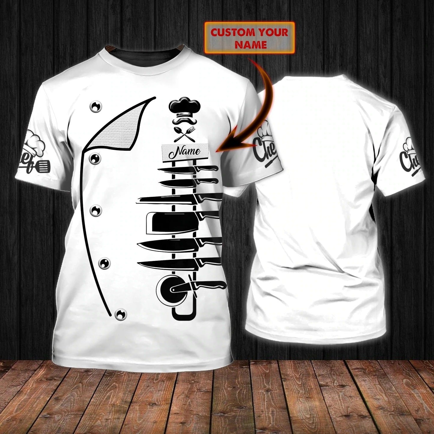 Personalized Name 3D Chef, Master Chef Tshirt, Best Gift For Cooking Lover, 3D Full Print Cooker Shirt, Chef Shirt TO0259