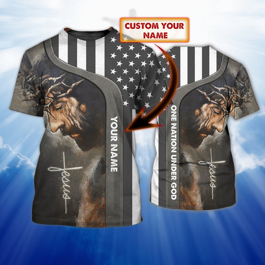 Personalized Jesus With American 3D Tee Shirt, Patriotice Independence Day Sublimation On Shirts TO0631