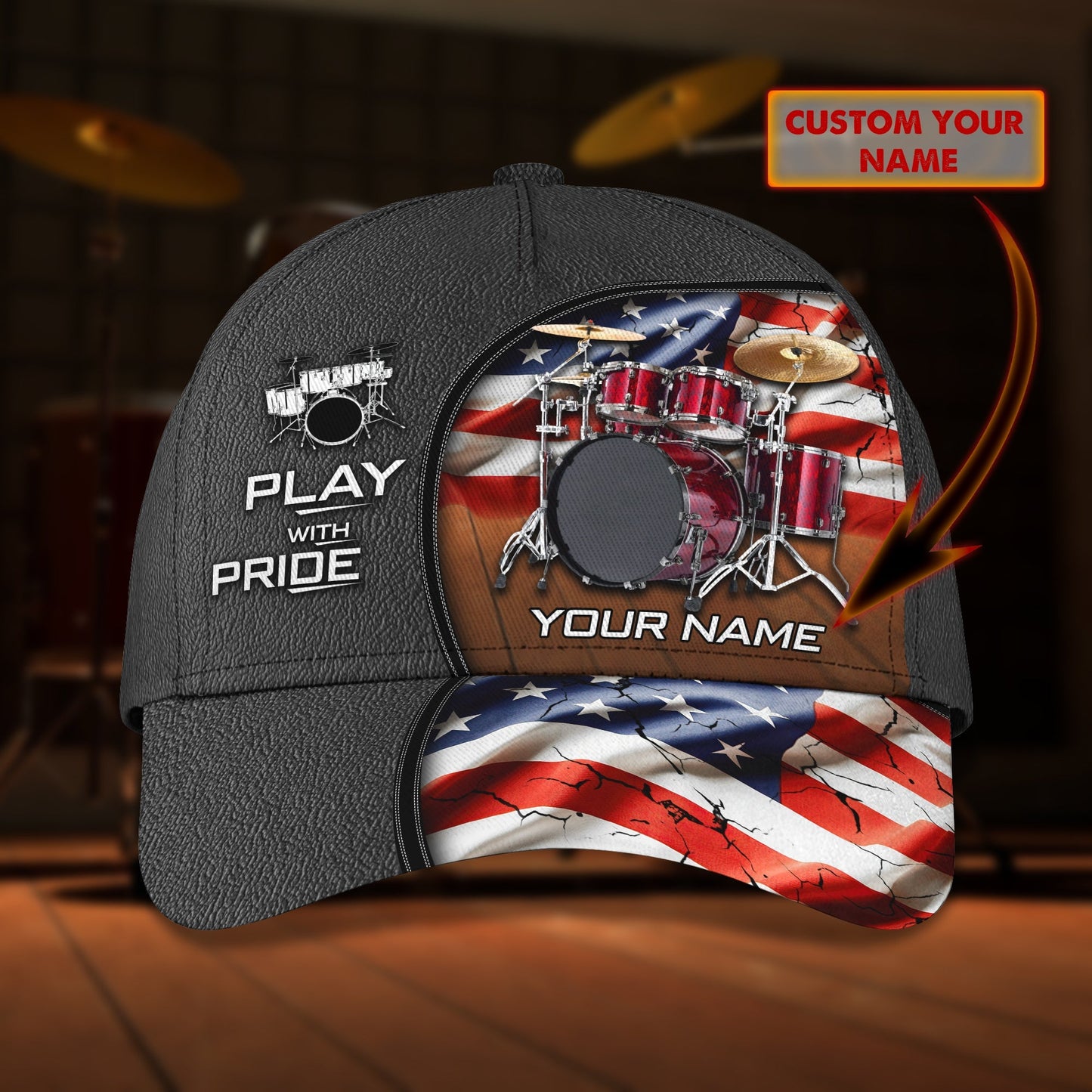 3D Classic Cap Drum 1 Personalized Name Cap Lasfour CA0792