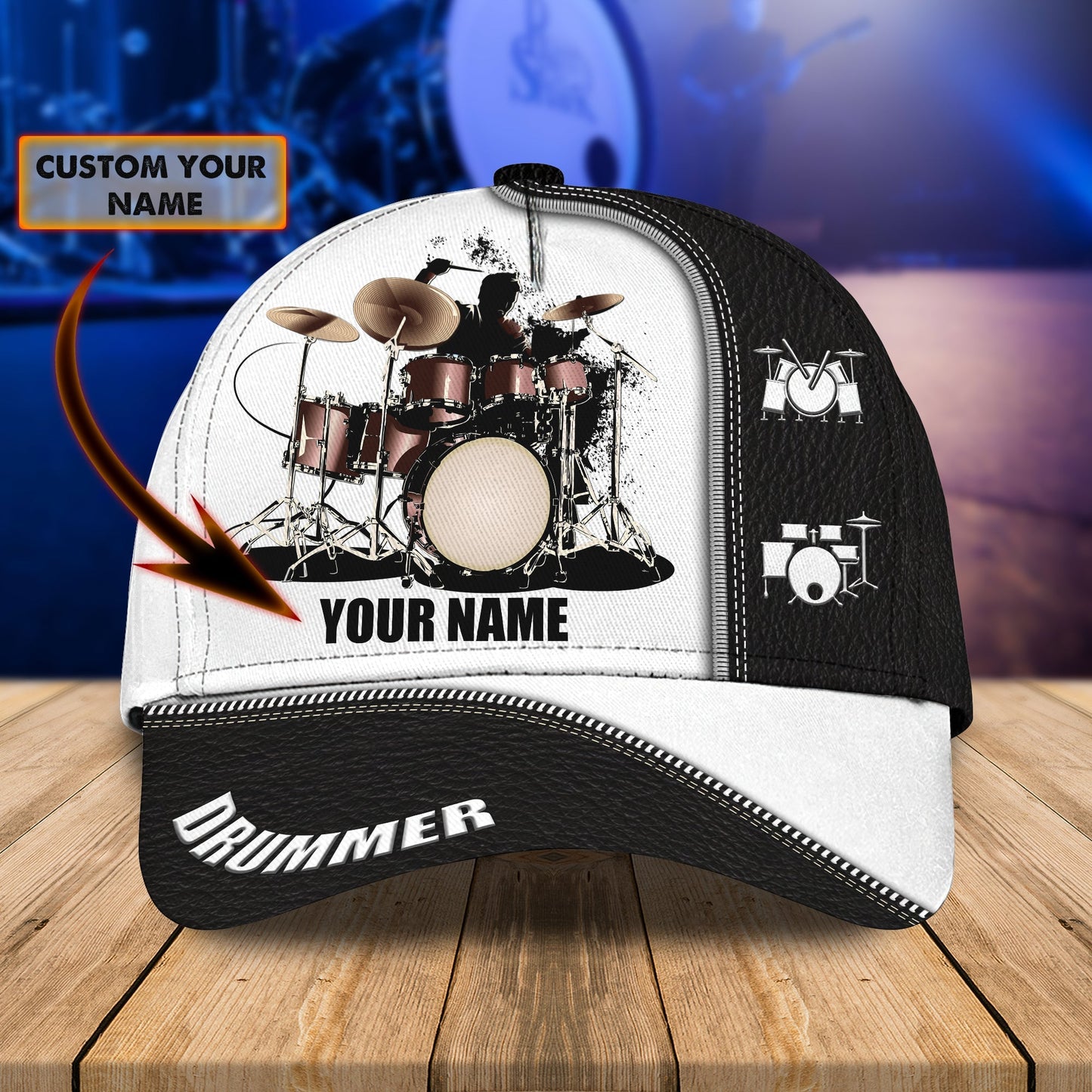 3D Classic Cap Personalized Name Cap Drum 04 Lasfour CA0757