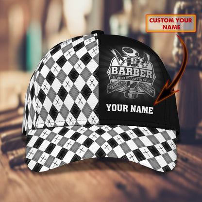 3D Classic Cap Barber Personalized Name Cap Lasfour CA0844