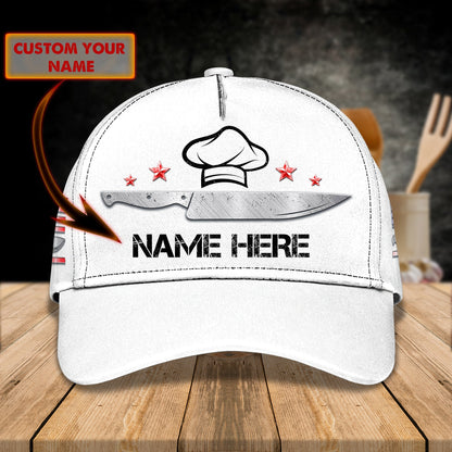 3D Classic Cap Chef American Flag Personalized Name Cap Lasfour CA1123