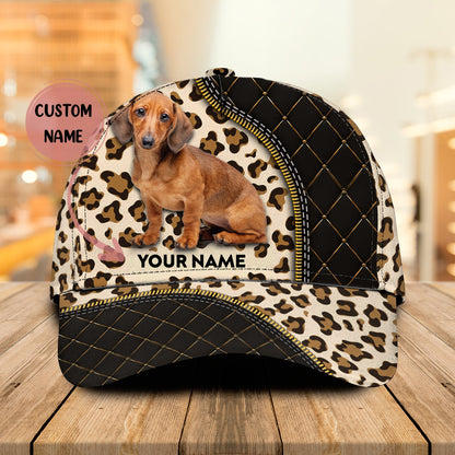 3D Classic Cap Personalized Classic Cap Dachshund Leopard Lasfour CA1447