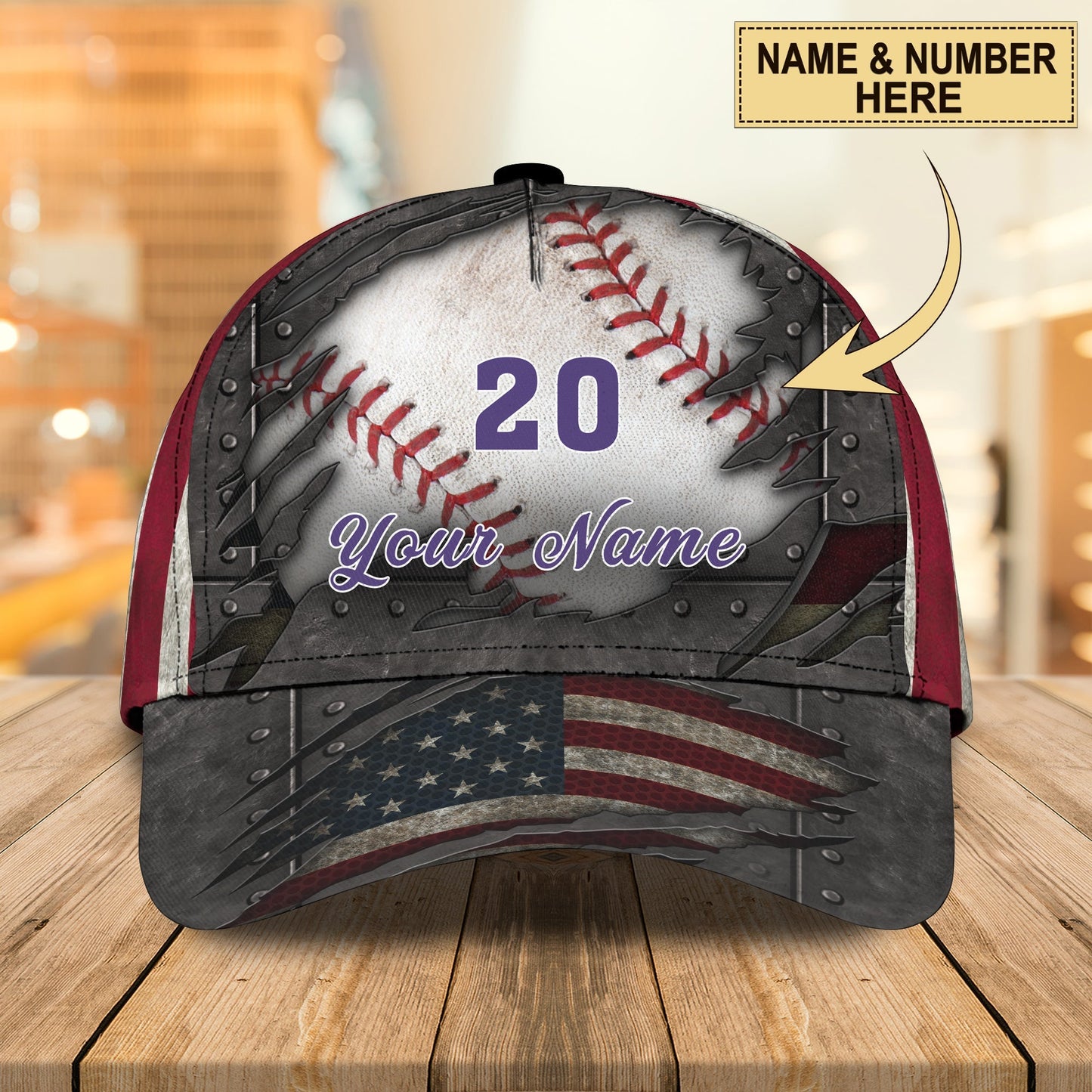 3D Classic Cap Baseball Personalized Name Cap Lasfour CA0824