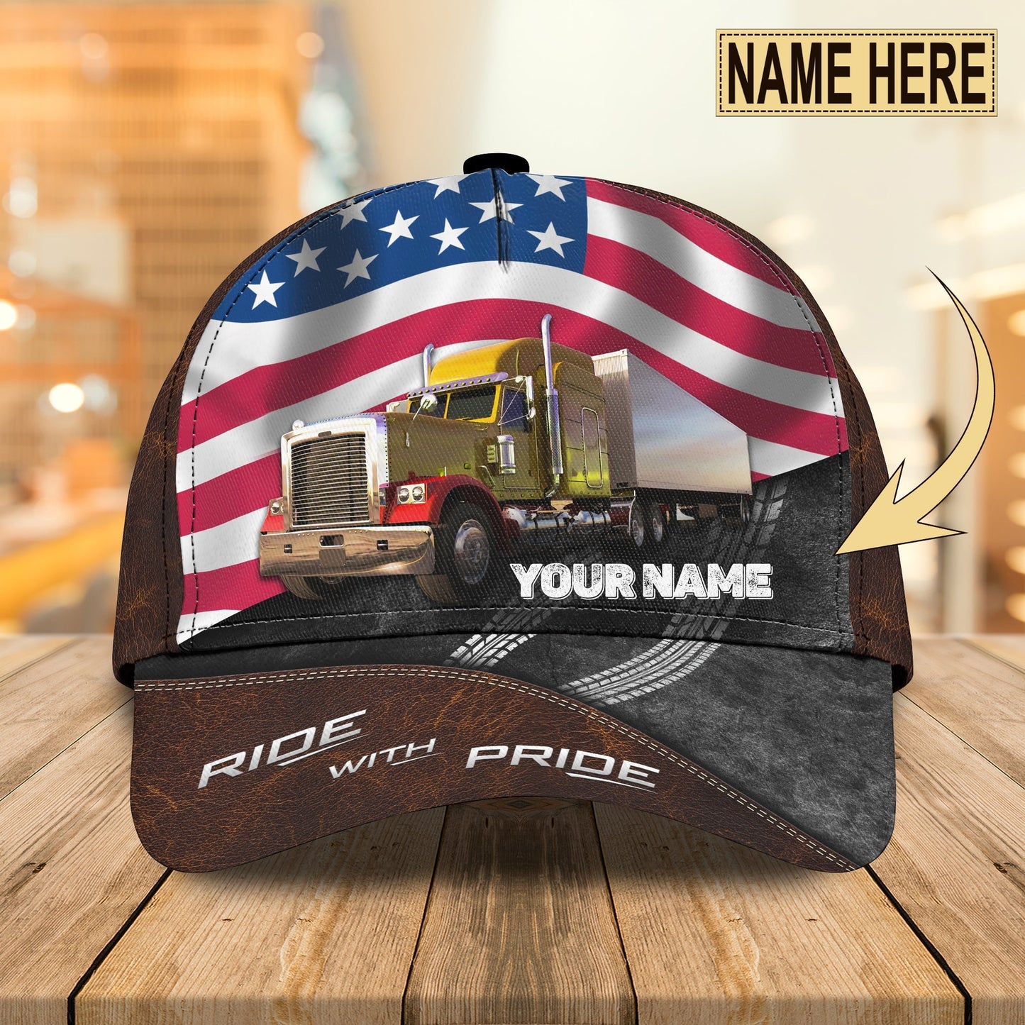 3D Classic Cap Truckerride With Pride Personalized Name Cap Lasfour CA0589