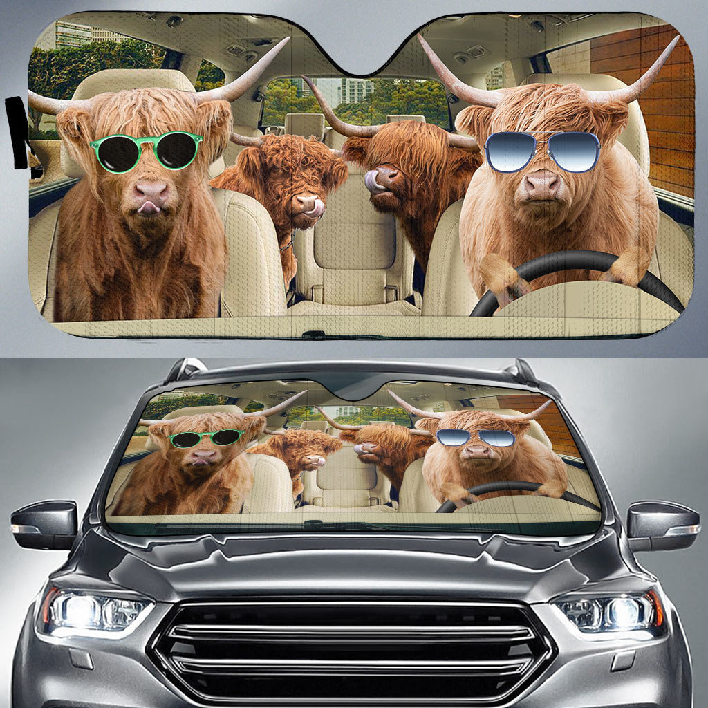 Highland Cattle Car Sun Shade Cover, Gift For Cattle Lovers SO0084