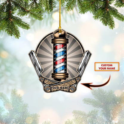 Barber Logo Barber Shop Custom Shaped Ornament Christmas Gift For Barber OO1665