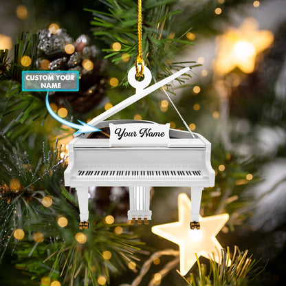 Customized Name Many Type Piano Shaped Acrylic Christmas Ornament, Perfect Gift for Musician SO0783