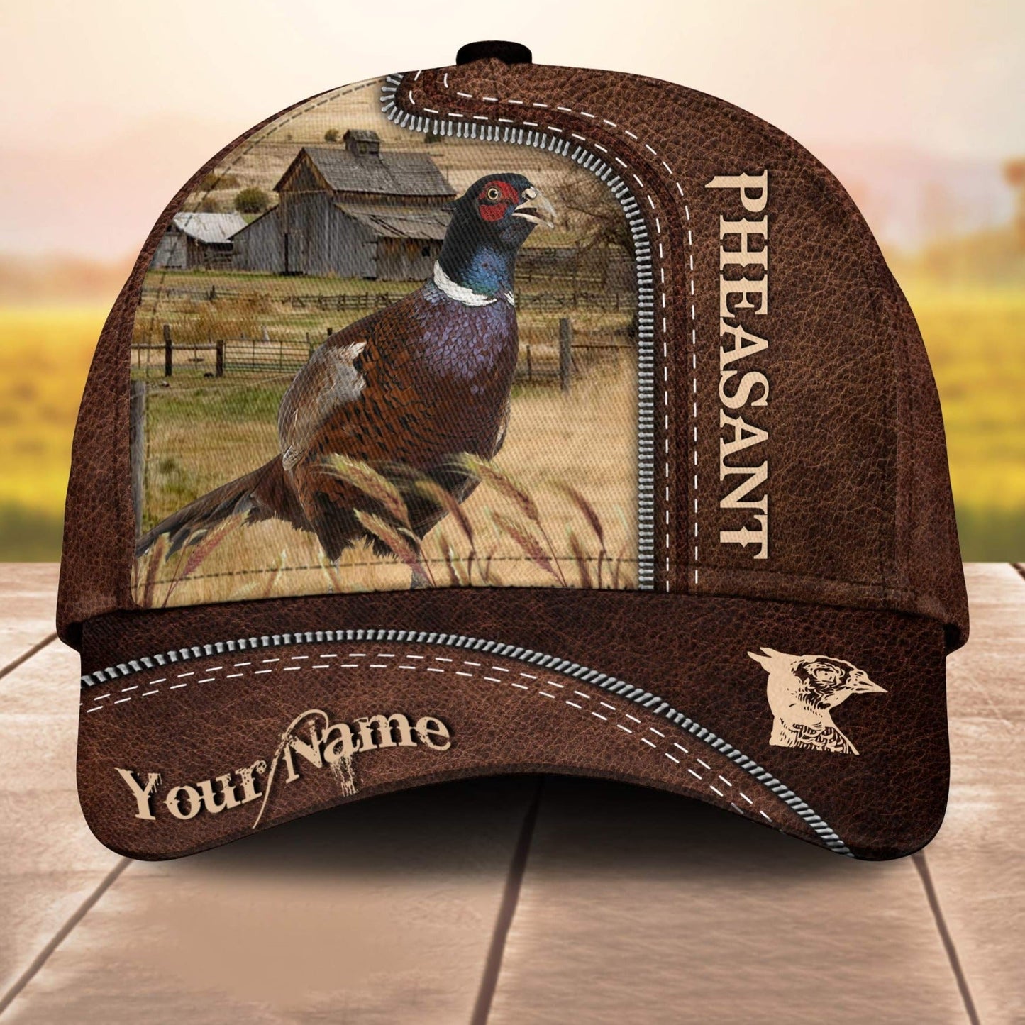 Pheasant Customized Name Leather Paern 3D Cap 3D All Over Print Baseball Cap, Cap For Farm Lovers, Animal Cap, Leather Pattern Cap CA3119