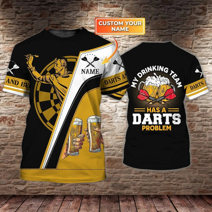 Custom With Name Dart And Beer 3D Full Printed Shirt For Best Dart Player, Dart Lover, Present Birthday Gift To Dart Player TO2855