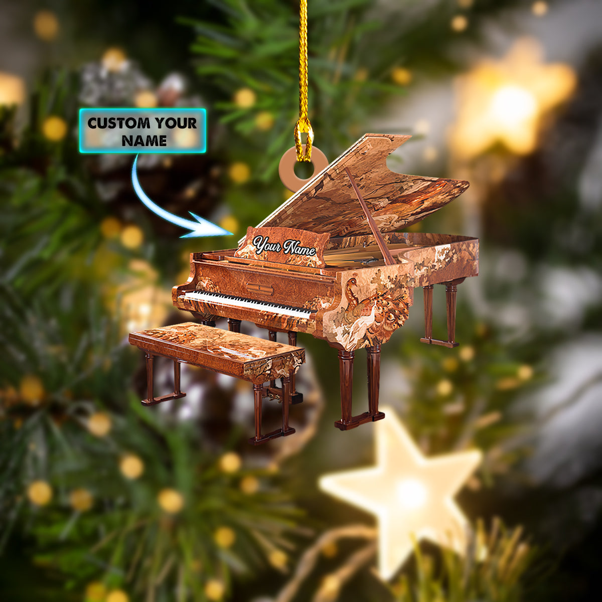 Customized Name Many Type Piano Shaped Acrylic Christmas Ornament, Perfect Gift for Musician SO0783