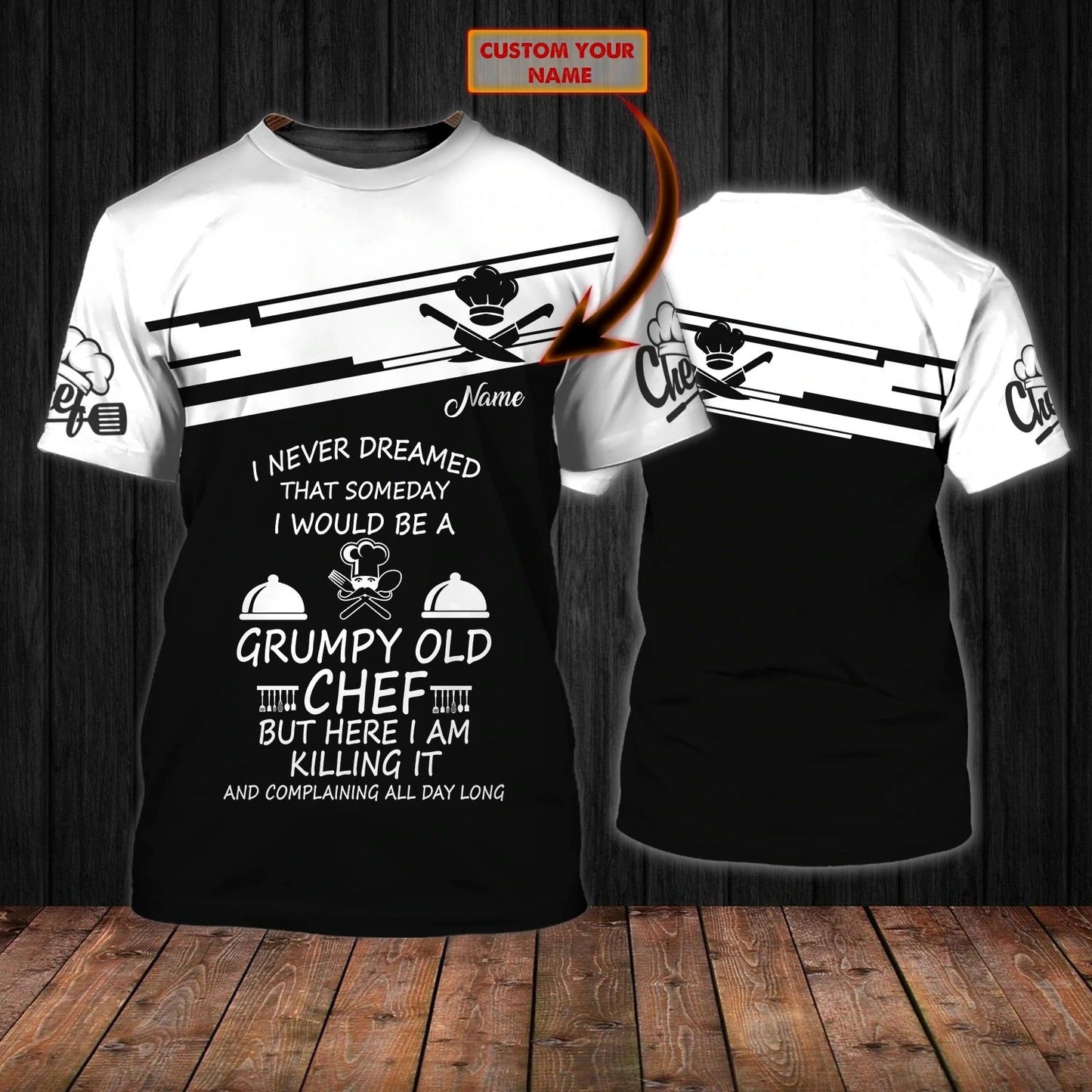 Chef 3D Shirt, Bakery Chef Full Print Tee Shirt, Personalized Name 3D Tshirt, Sublimation Master Chef T Shirt TO0261