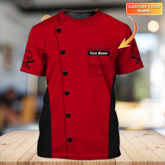 Custom Name Red T Shirt For A Master Chef Cooking Lover Chef Uniform TO1328