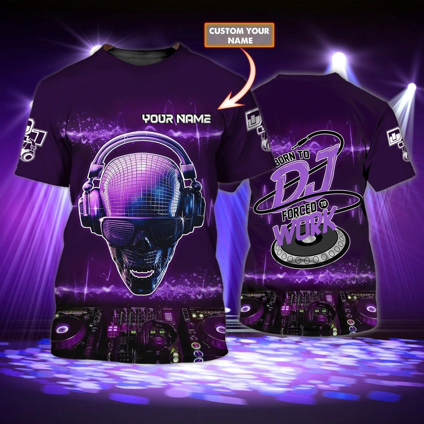 Custom With Name Dj 3D T Shirt, Disco Night Live Dj Music Dance Never End, I Love Dj 3D Shirts, Dj Musican Lover Gift TO0020