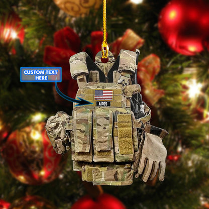 Personalized Army Full Vest Uniform Acrylic Shaped Ornament, Perfect Gift for Army Veteran OO1648