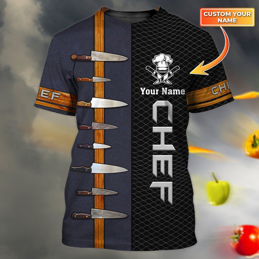 Custom With Name 3D Full Print Chef Shirt, Chef With Knife Shirt, Gift For Dad Chef TO0868