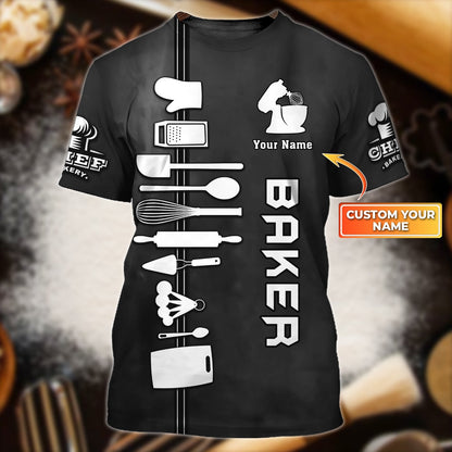 Baker Bakery Chef T Shirt Personalized Name 3D Tshirt For Master Chef TO0870