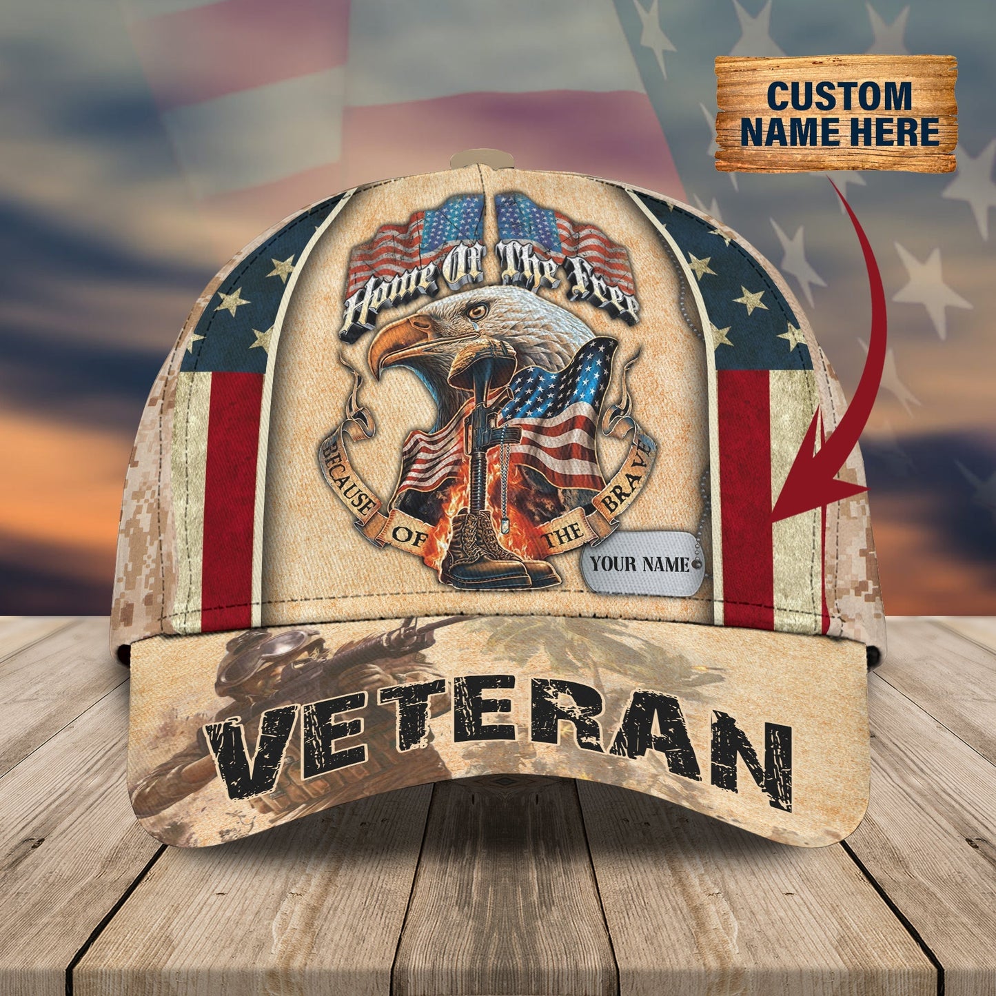 3D Classic Cap Us Veteran Personalized Name Cap Lasfour CA1506