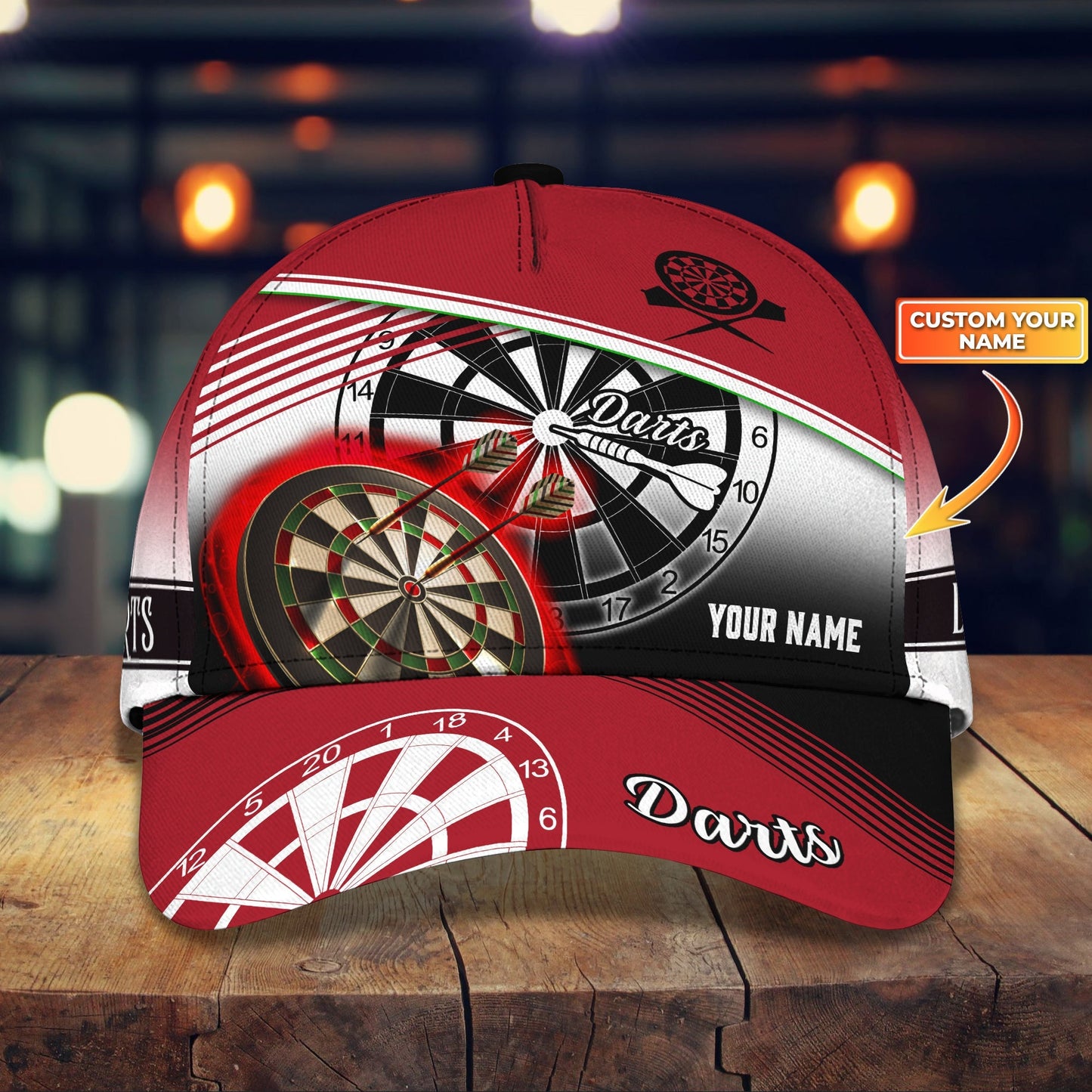 3D Classic Cap Darts Personalized Name Cap Lasfour CA2126