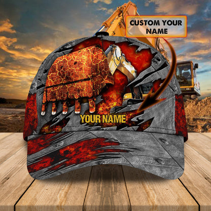 3D Classic Cap Excavator Personalized Name Cap 02 Lasfour CA0783