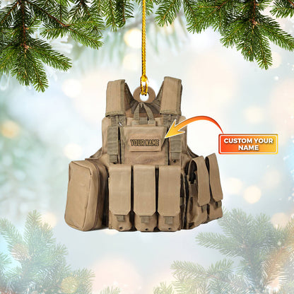 Personalized Army Full Vest Uniform Acrylic Shaped Ornament, Perfect Gift for Army Veteran OO1648