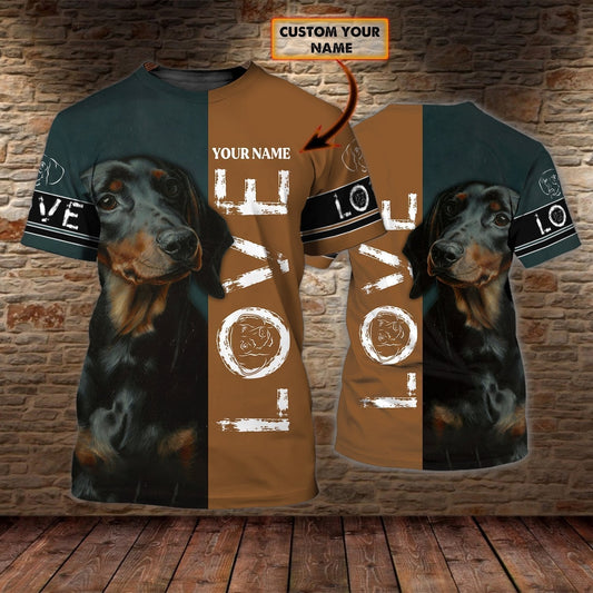 Personalized Name 3D Tshirt Love Dachshund, Gift For Dog Dachshund Lovers TO1109