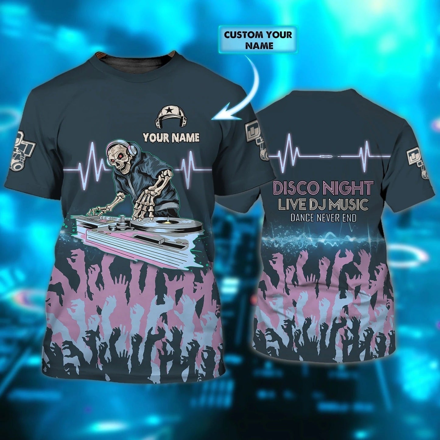 Skull Disc Jockey 3D Full Print Shirt, I Love Dj Shirt, To My Love Dj Boyfriend Gifts, Deejay Shirts TO0030