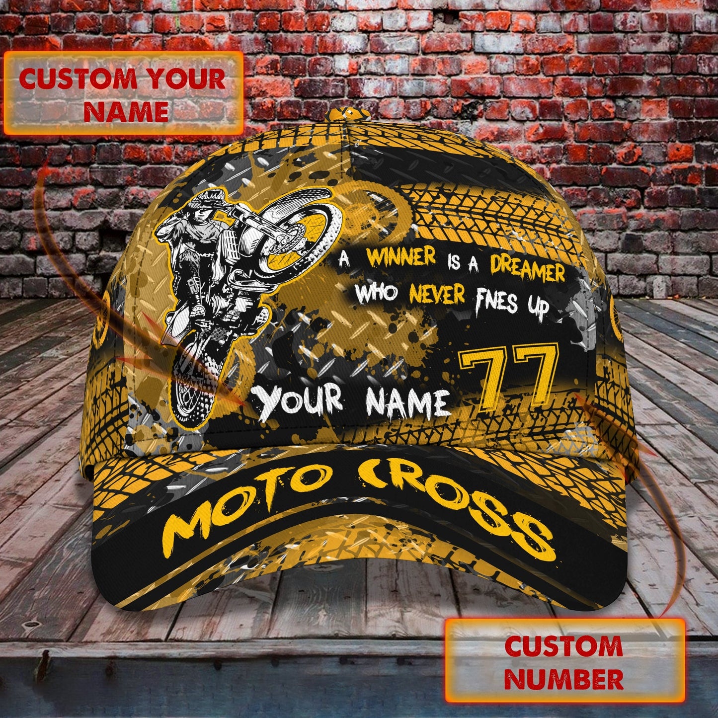 3D Classic Cap Motocross Personalized Name Cap Lasfour CA2063