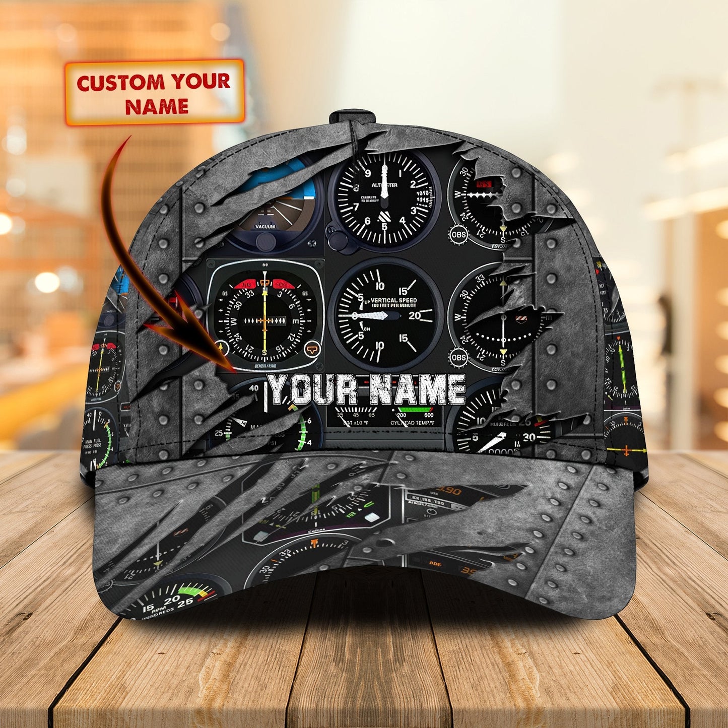 3D Classic Cap Pilot Personalized Name Cap Lasfour CA1903