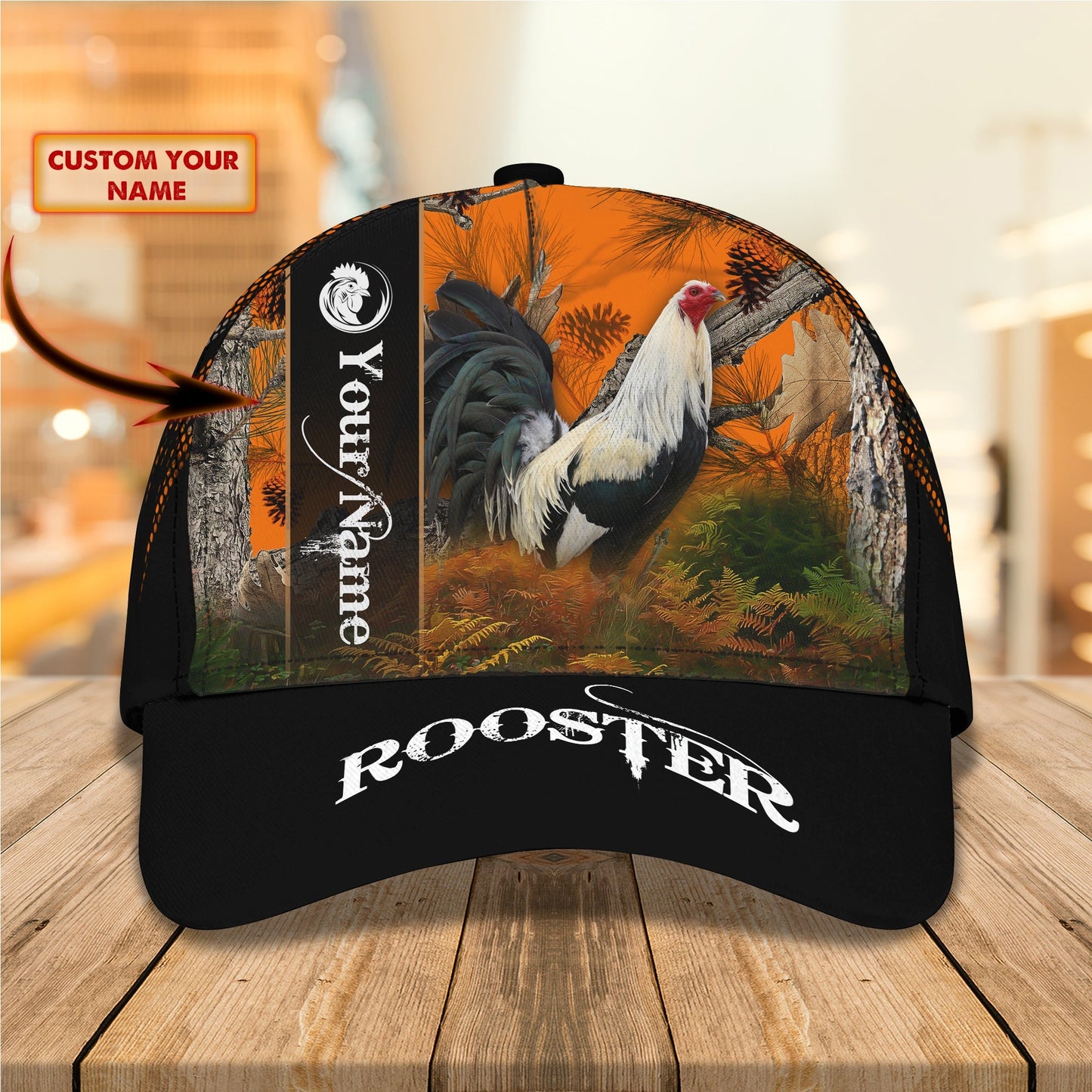 3D Classic Cap Rooster Personalized Name Cap Lasfour CA1137