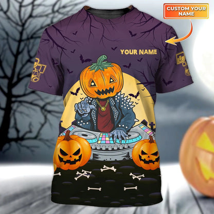 Custom Skull DJ Shirt, Skull DJ Party 3D All Over Print Tshirt Men Women, Funny Halloween DJ Gift TO2384