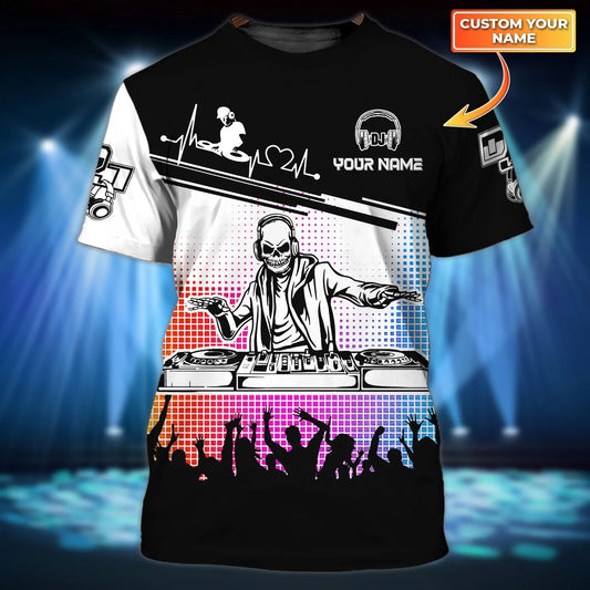 Custom Skeleton DJ Shirt, Funny Disc Jockey Tshirt, DJ Club Uniform TO2387